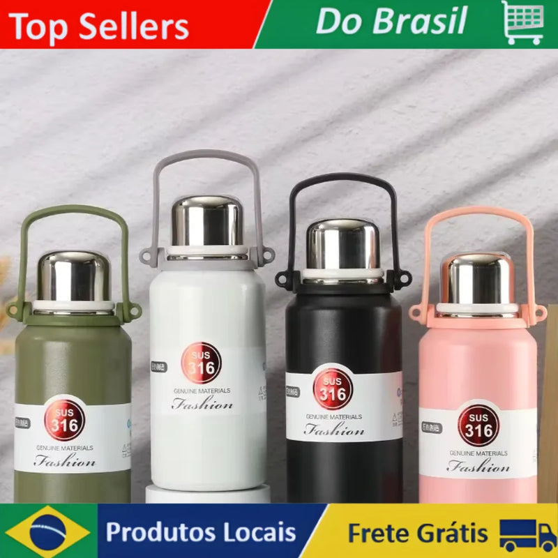 Garrafa Térmica 1L com Alça e Copo Integrado - Modelo ZXJ-002