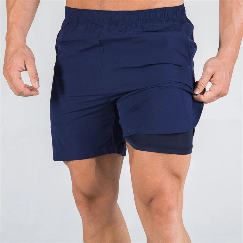 Shorts esportivos de duas camadas